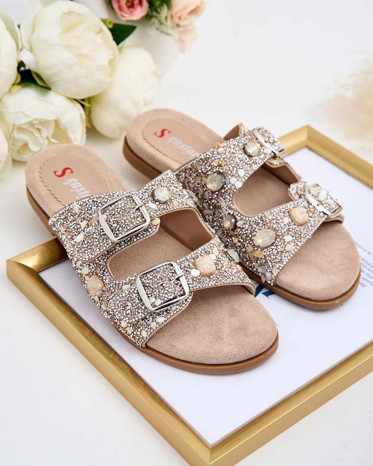 Royalfashion Дамски джапанки с катарами и циркони Monnas