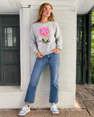 Royalfashion Дамски суитшърт с тънък принт