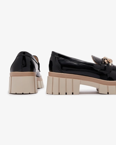 Лакирани дамски мокасини в черно Aquan- Footwear