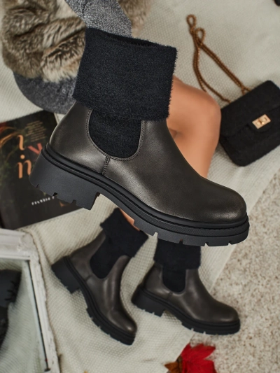 Дамски еко кожени боти с пух Kesy