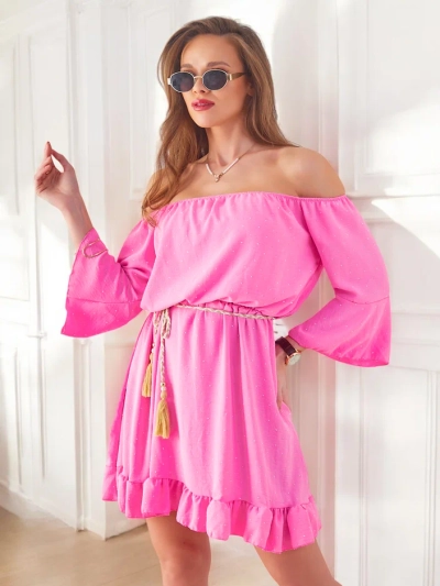 Роялфешън Женска мини рокля в испански стил с дълги ръкави и камъчета