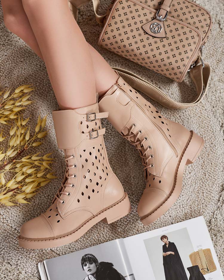 Royalfashion Дамски ботуши с ажурна дантела Belsel