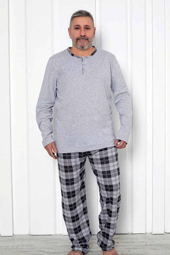 Royalfashion Мъжки каре памучни пижами XXL