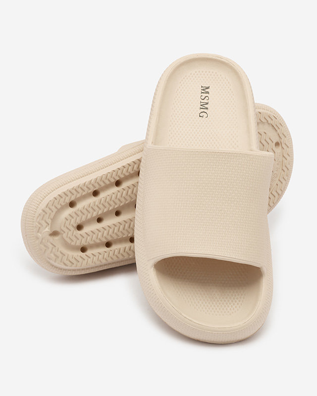 Royalfashion Дамски гумени джапанки с щампа в цвят каки Okeris