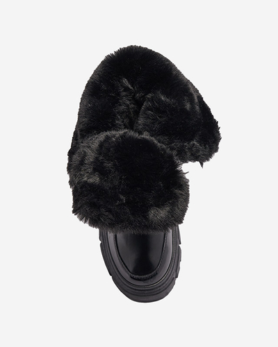 Дамски ботуши за сняг с плоска подметка в черно Sapollo- Footwear