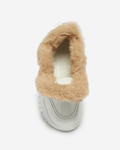 Sportowe białe buty damskie z futerkiem Flixi - Obuwie