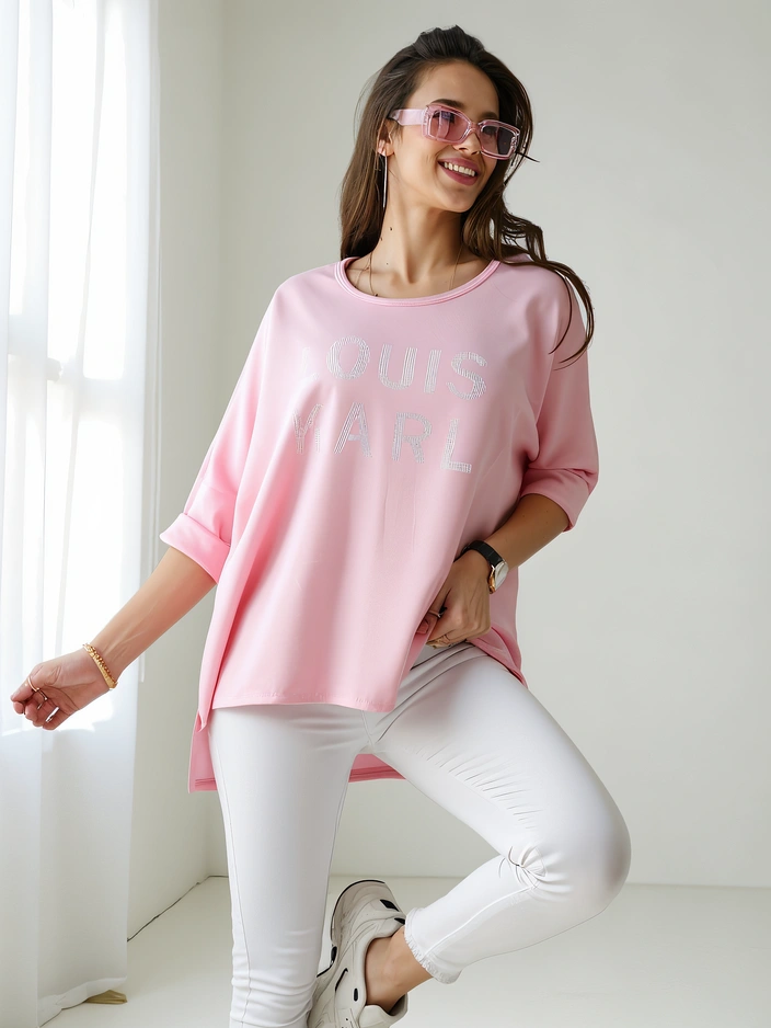 Royalfashion дамска блуза от вискоза с инкрустиции от камъчета