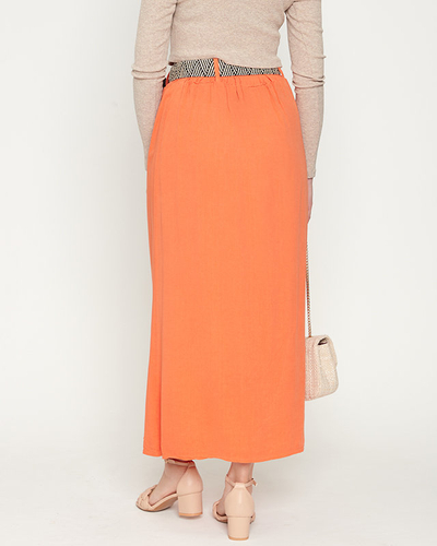 Damska spódnica midi pomarańczowa - Odzież