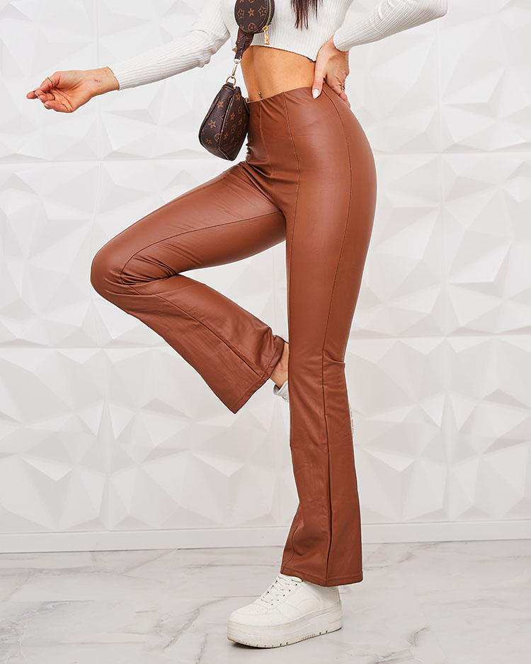 Royalfashion Кафяв дамски клин от екокожа a'la bells