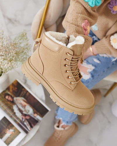 Royalfashion Светлокафяви дамски изолирани ботуши тип "трапер" Radoras