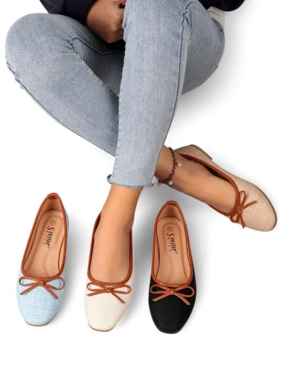 Royalfashion Дамски балерини с блестящи елементи и панделка Aramie