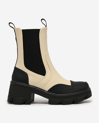 Royalfashion Дамски матовобежови ботуши Bevta с плосък ток