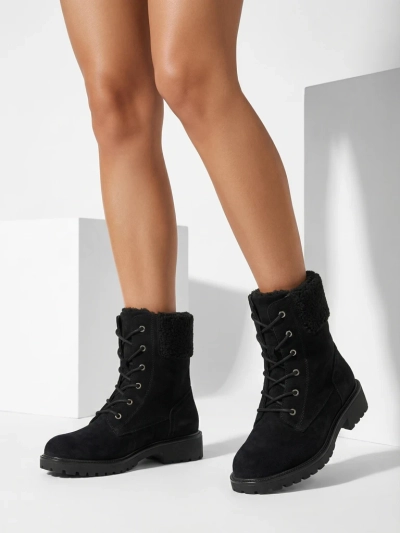 Дамски еко велурени боти с връзки Trevolla