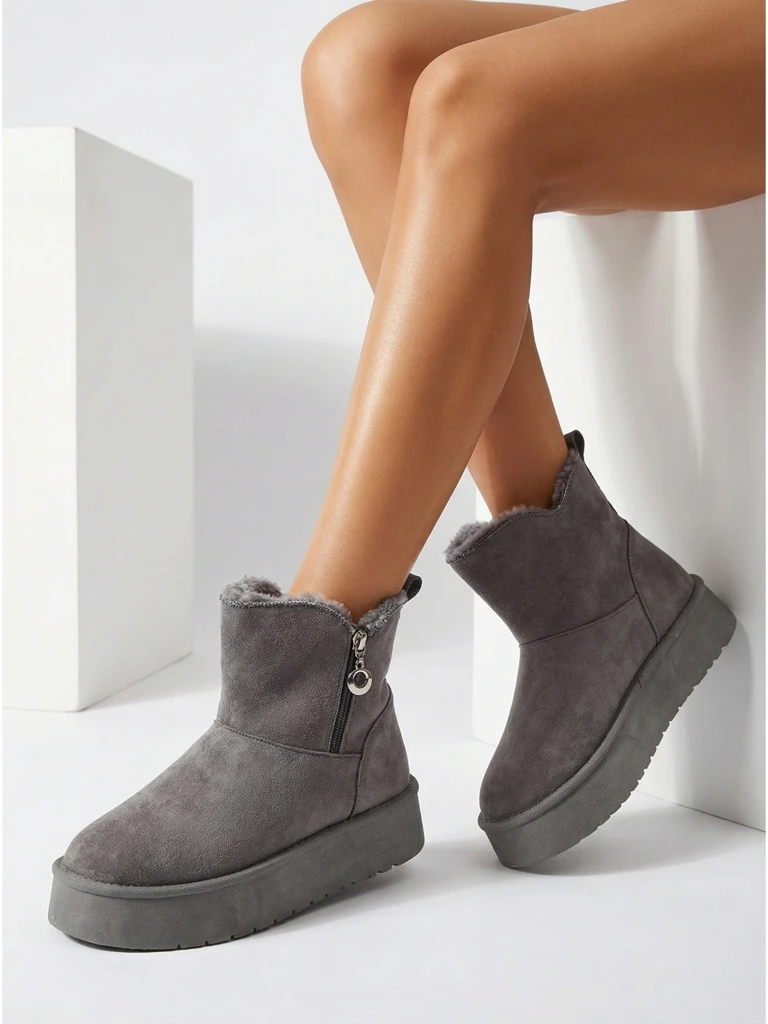 Дамски боти Luna Сиви Еко Кожени Елегантни за Зимата