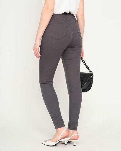 Ciemnoszare jeansy damskie rurki - Odzież