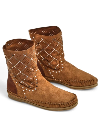 Боти до глезена за жени Royalfashion с ниска платформа и пиронче Индийски стил