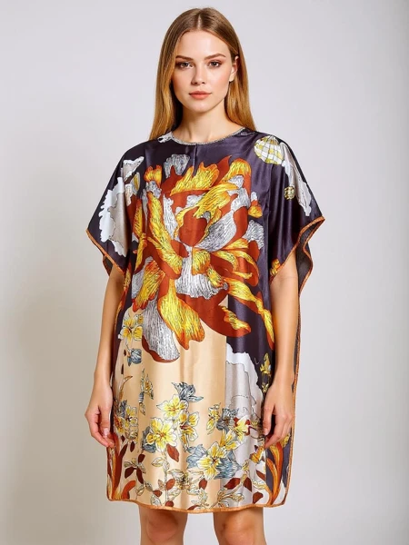 Рокля Парео Callista Nero с цветен флорален мотив Royalfashion
