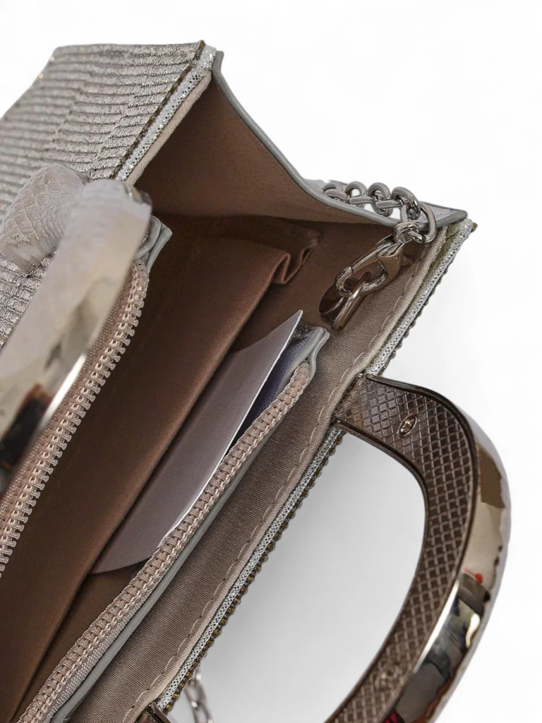 Royalfashion Дамска чанта тип плик с цирконии и дръжки змия Snake Glam