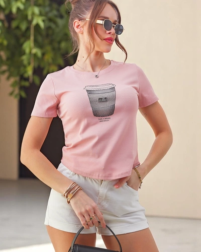 Роялфешън дамска памучна тениска с принт от камъни