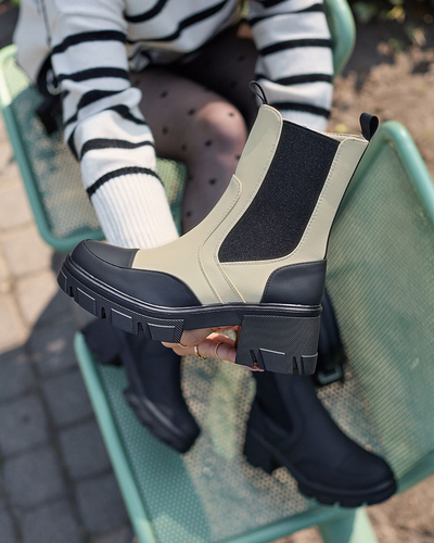 Royalfashion Дамски матовобежови ботуши Bevta с плосък ток