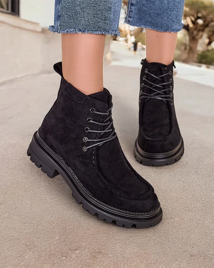 Дамски ботуши до глезена Royalfashion с връзки Rullose