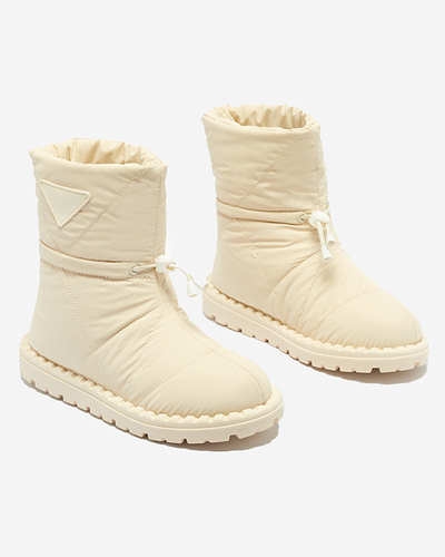 Дамски кремави ватирани ботуши за сняг с равна подметка Ferri - Обувки
