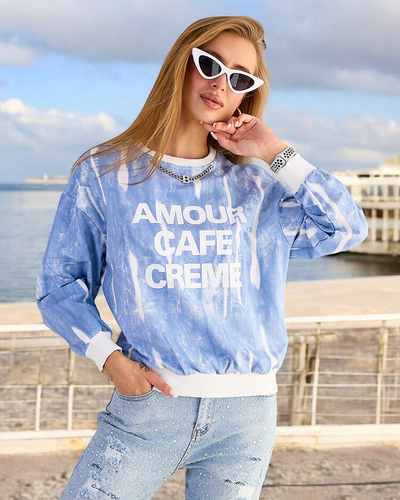 Royalfashion Дамски памучен суитшърт с тънък принт