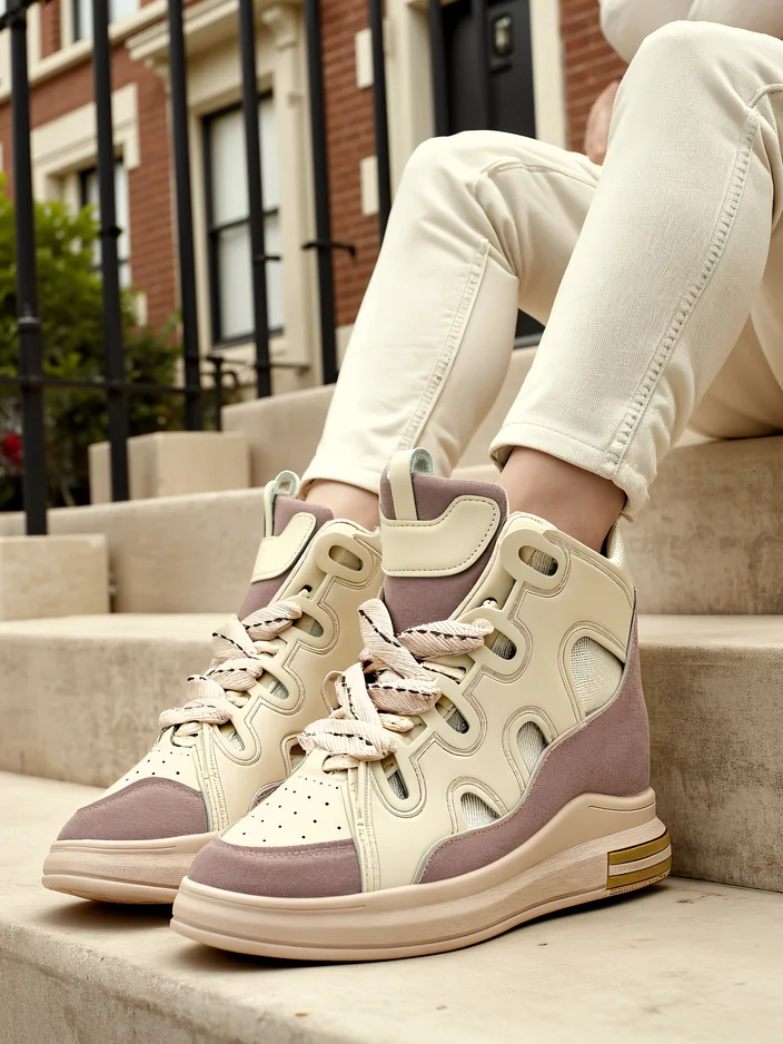 Royalfashion Високи спортни обувки за жени с скрит ток Облафи