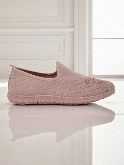 Дамски обувки Aelia розови от плат, удобни мокасини на равна подметка