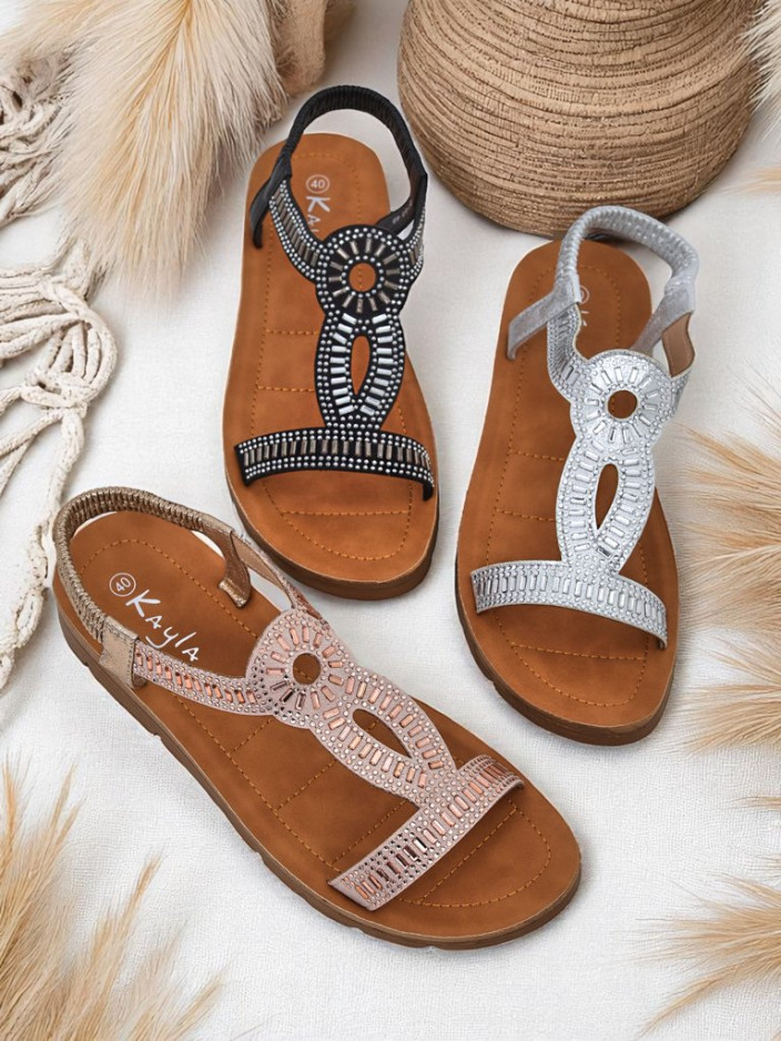 Royalfashion Дамски сандали с декоративни каишки Ava Shine