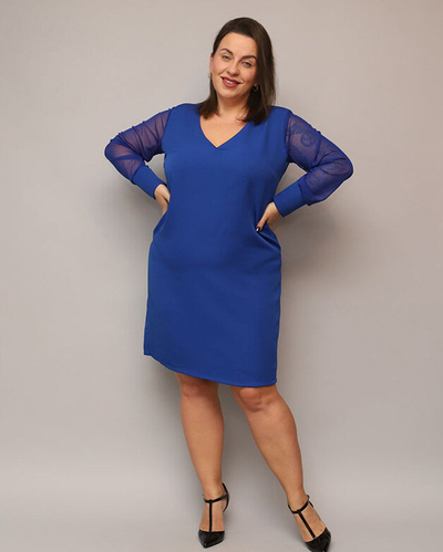 Блестяща рокля с дължина до коляното в зелено PLUS SIZE- Облекло