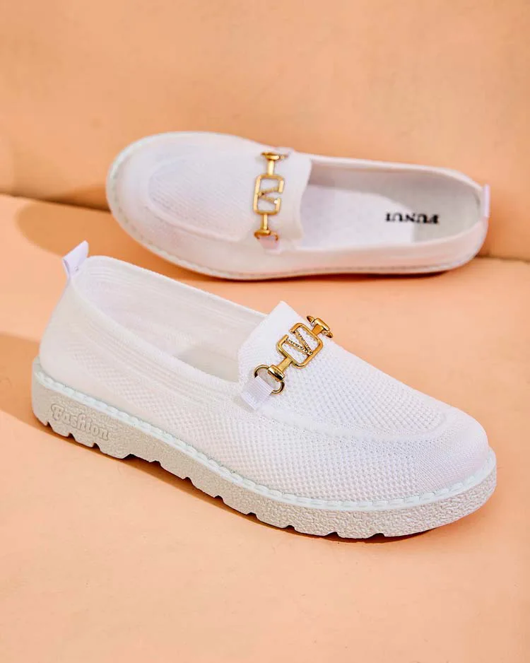 Royalfashion Дамски мокасини от плат със златна украса Erticae