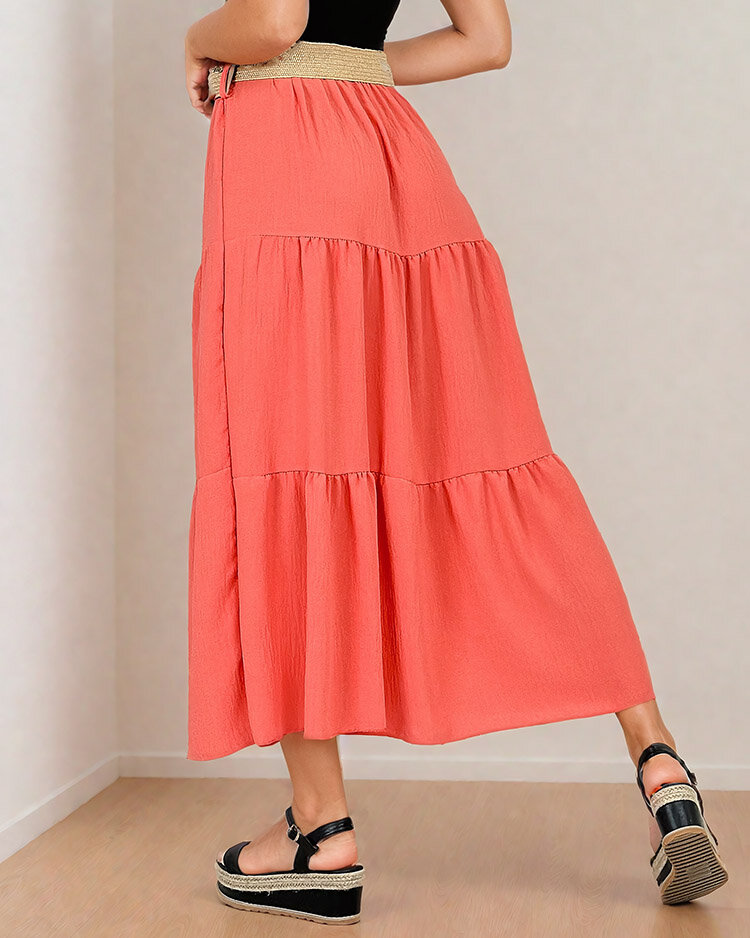 Royalfashion Дамска миди пола с колан