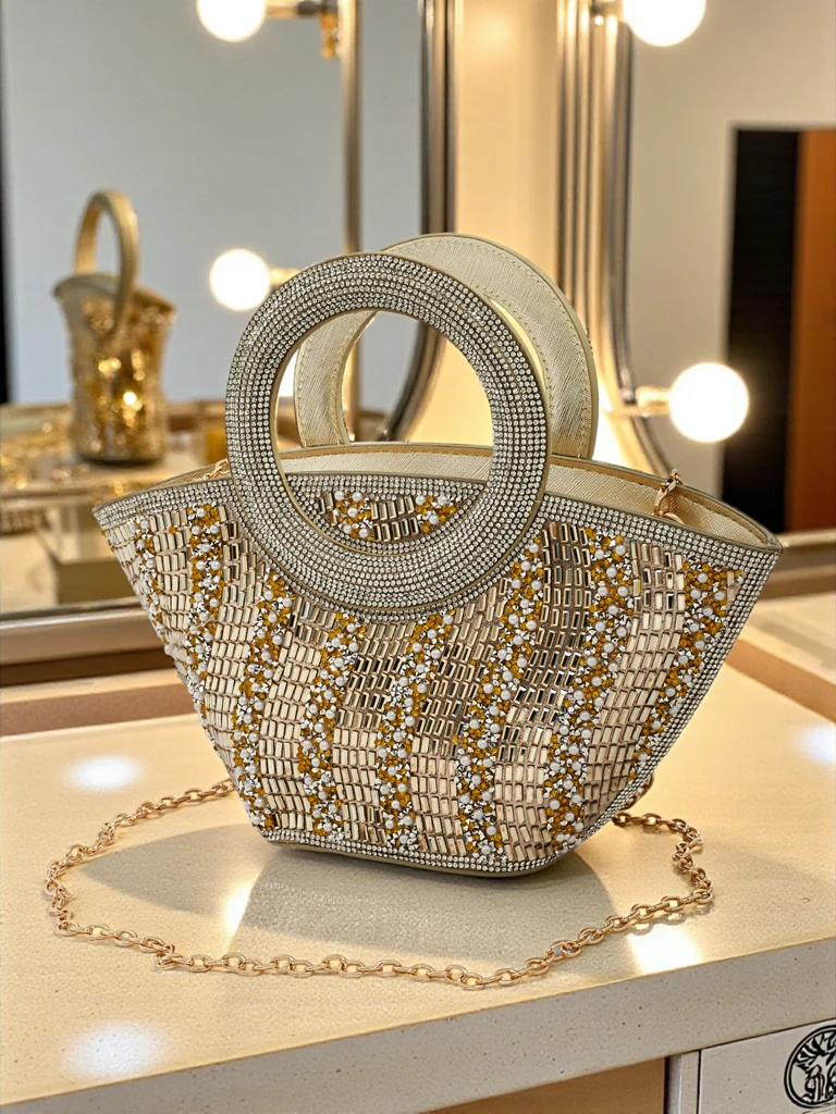 Малка дамска чанта с цирконии Sparkle Queen