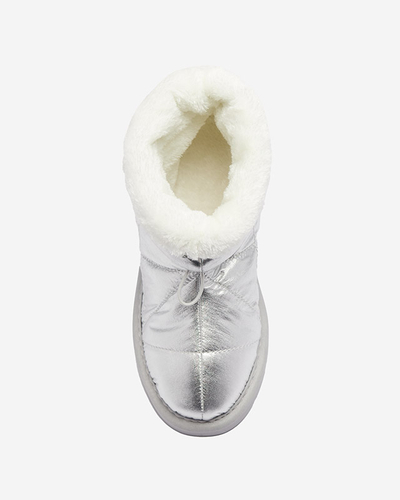 Сребристи дамски ботуши a'la snow boots Kaliolen - Обувки