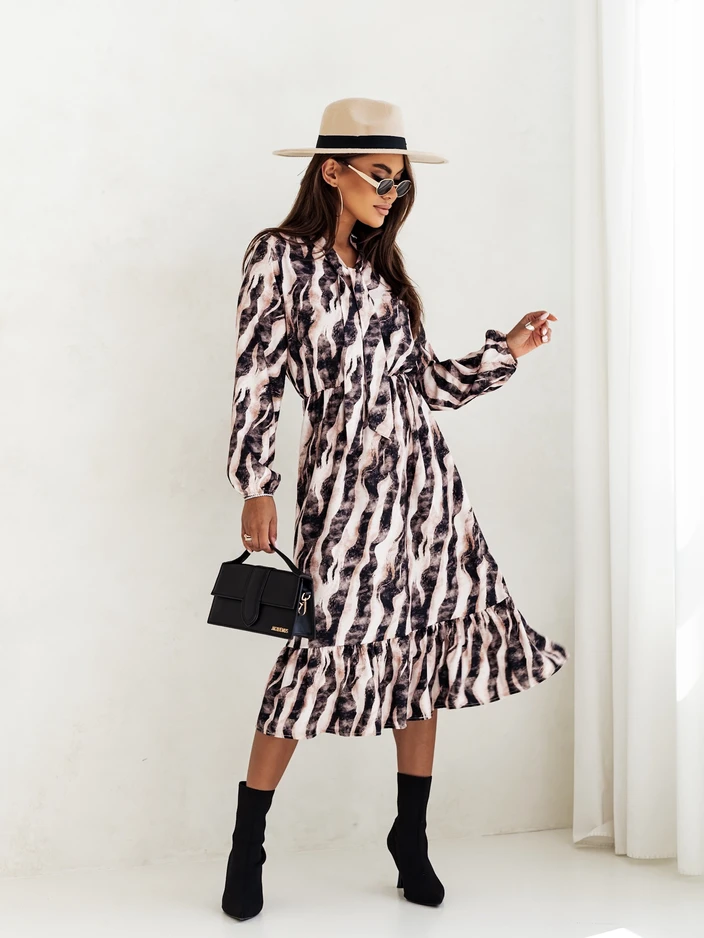 Royalfashion Женска миди рокля с принт