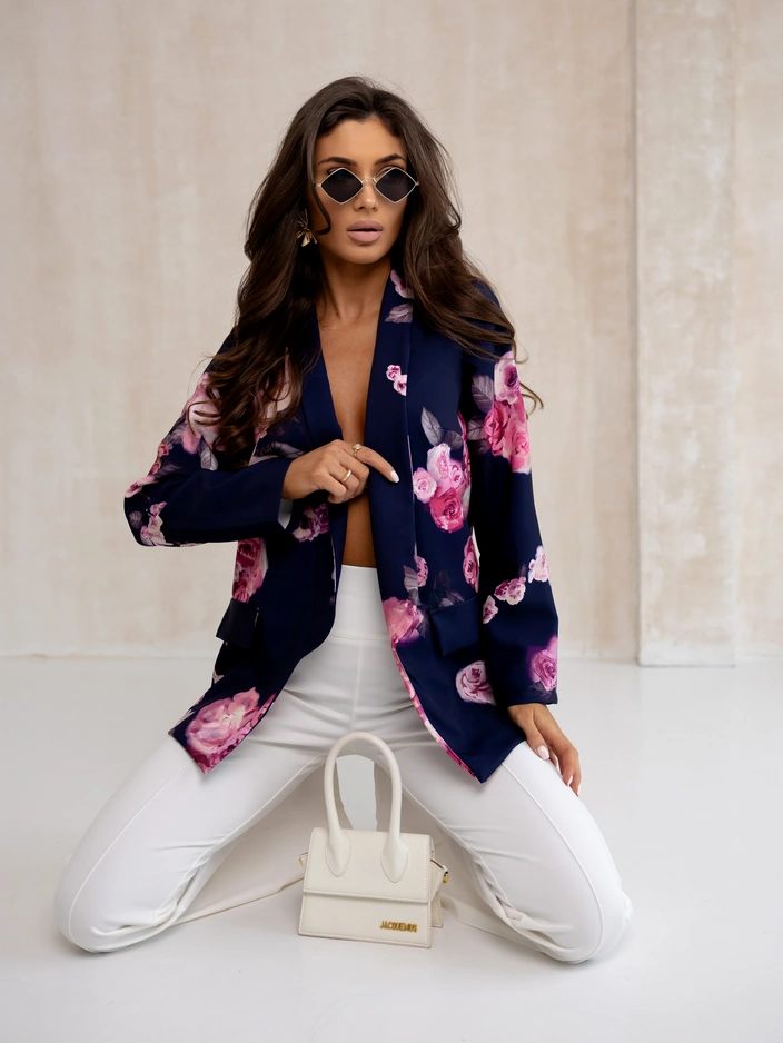 Royalfashion дамско сако без закопчаване с розови цветя