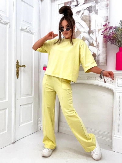 Royalfashion Женски памучен комплект с широки панталони