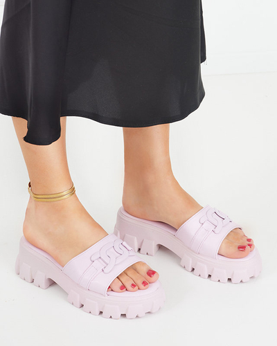 OUTLET Fioletowe klapki damskie na grubszej podeszwie Inza- Obuwie