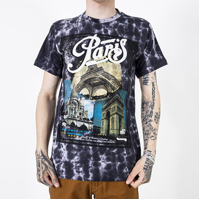 Czarna bawełniana koszulka męska z printem - Odzież