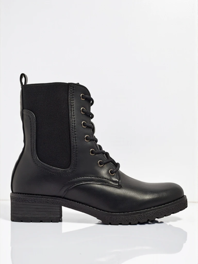 Дамски боти Oslynne от еко кожа с връзки