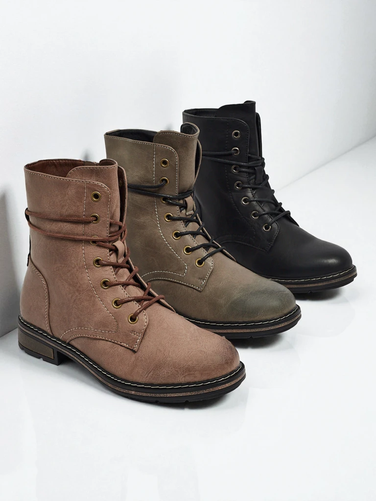 Дамски боти Ravonna от еко кожа с връзки