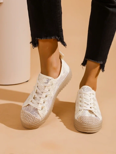 Royalfashion Женски маратонки с дантела и пайети Nille