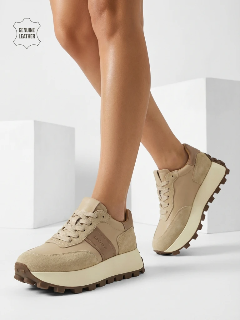 Спортни дамски маратонки от естествена кожа Naterre