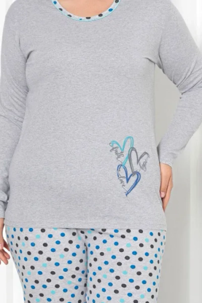 Royalfashion Жени 2-частен памучен пижамен комплект с точки ПЛЮС РАЗМЕР