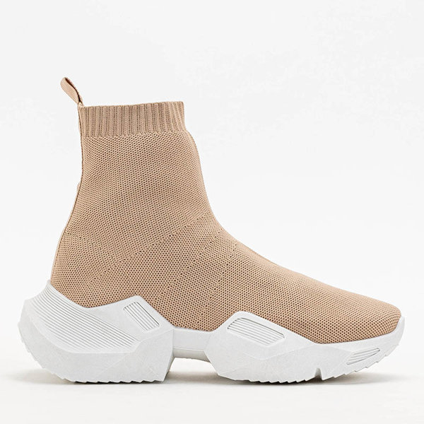 OUTLET Wysokie beżowe buty sportowe damskie Fisa - Obuwie