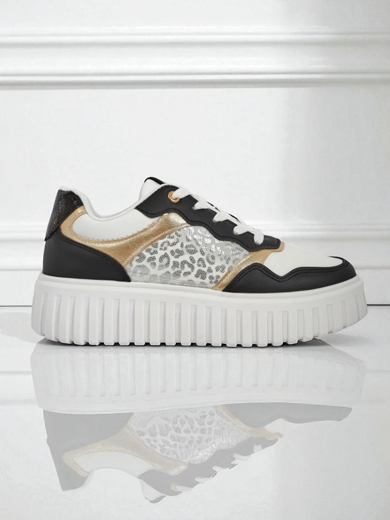 Дамски сникърси Royalfashion Callista платформа черни еко кожа размер 40