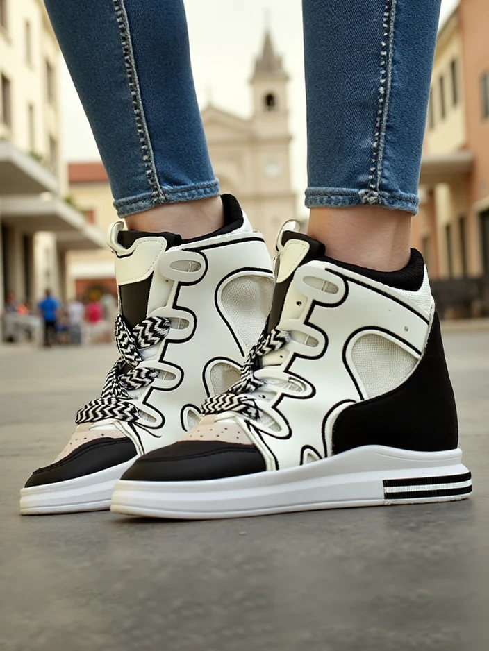 Royalfashion Високи спортни обувки за жени с скрит ток Облаффи