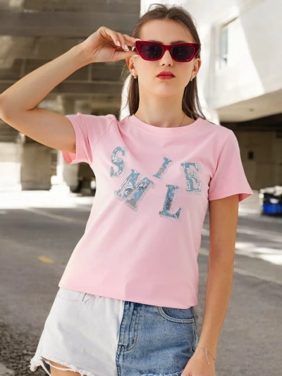 Роялфешън Памучна блуза за жени с надпис