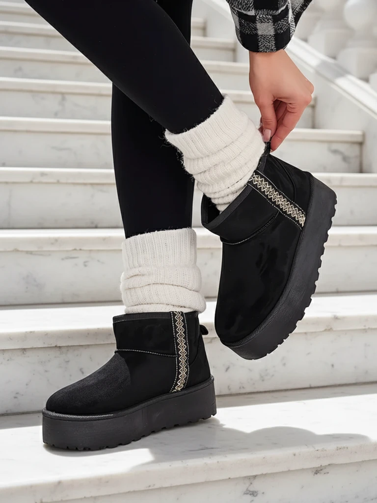 Роялфешън Къси дамски снежни боти а'ла Халузи